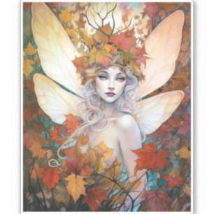 Autumn Woodland Fairy Fantasy Art Sticker