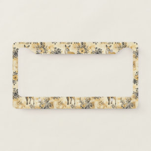 Autumn Woodland Fawn Pattern License Plate Frame