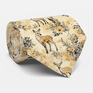 Autumn Woodland Fawn Pattern Neck Tie