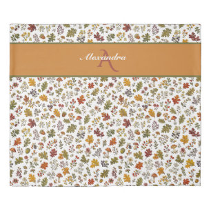 Autumn Woodland Floral Leaf Mushroom Custom Name Duvet Cover