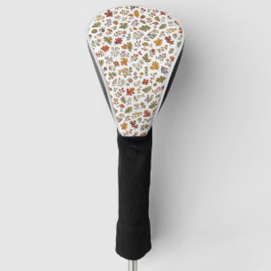 Autumn Woodland Floral Leaf Mushroom Pattern Golf Head Cover