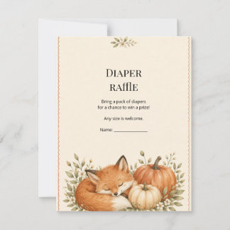 Autumn Woodland Fox Pumpkin Diaper Raffle RSVP Card