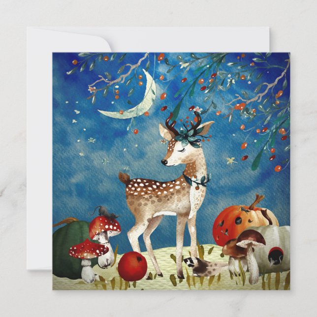 Autumn Woodland Friends Deer Forest Illustration (Front)