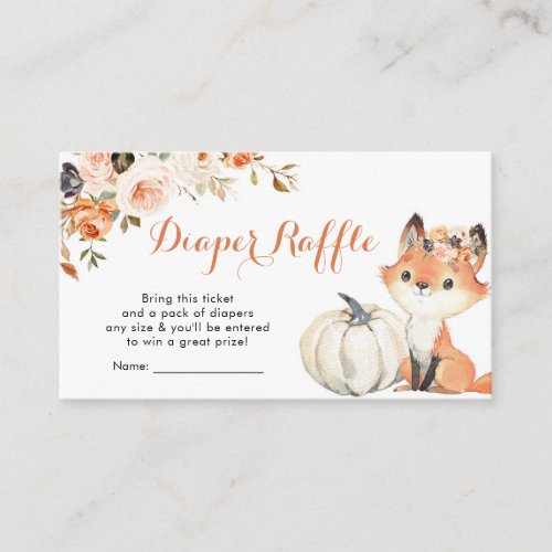 Autumn Woodland Girl Baby Shower Diaper Raffle Enclosure Card