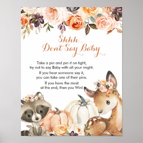 Autumn Woodland Girl Dont Say Baby Games Sign
