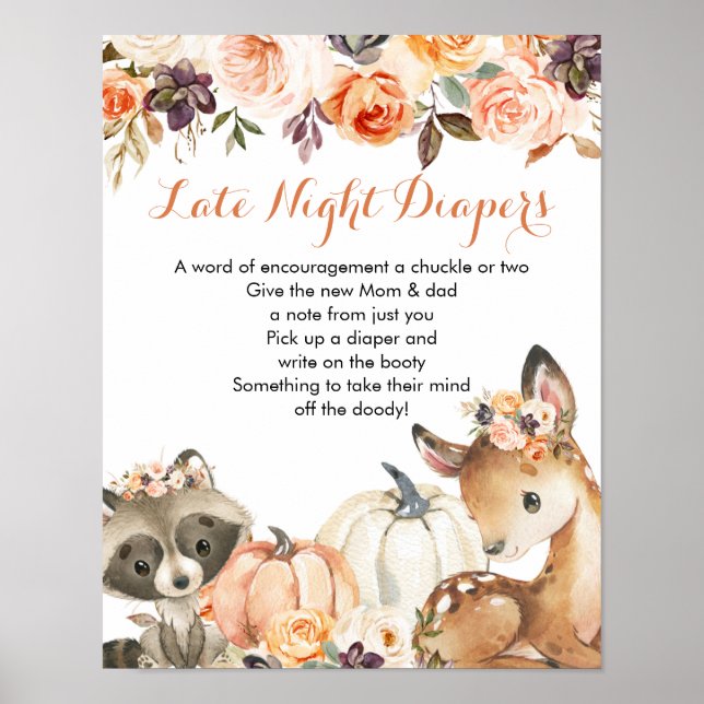 Autumn Woodland Girl Game Late Night Diaper Poster (Front)