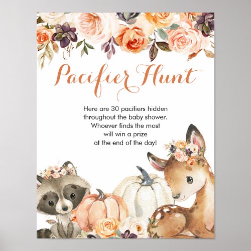 Autumn Woodland Girl Pacifier Hunt Games Sign