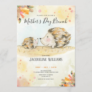 Autumn woodland hedgehog mothers day invitation