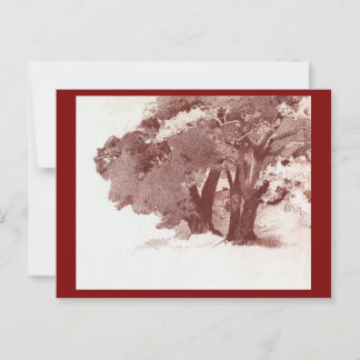 Autumn Woodland Oak Trees Art Postcard