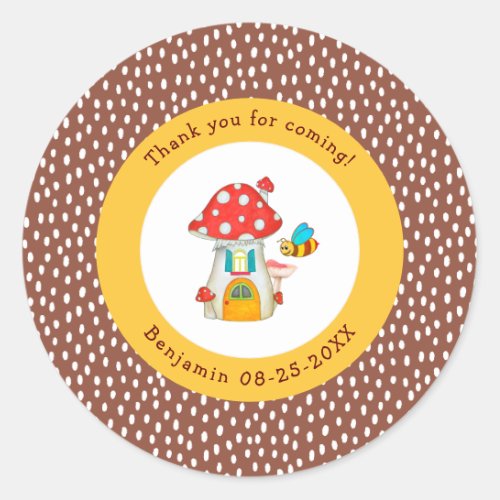 Autumn Woodland Toadstool Thank You Birthday Favor Classic Round Sticker