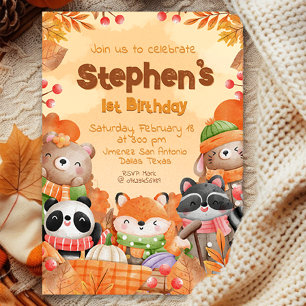 Autumn Woodlands Birthday Invitation