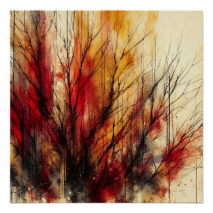 Autumn Woods In Abstract - AI - Artwork Poster