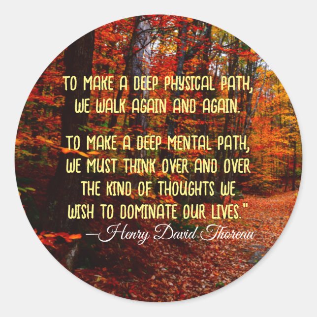 Autumn Woods New Hampshire Motivational Quote Classic Round Sticker (Front)