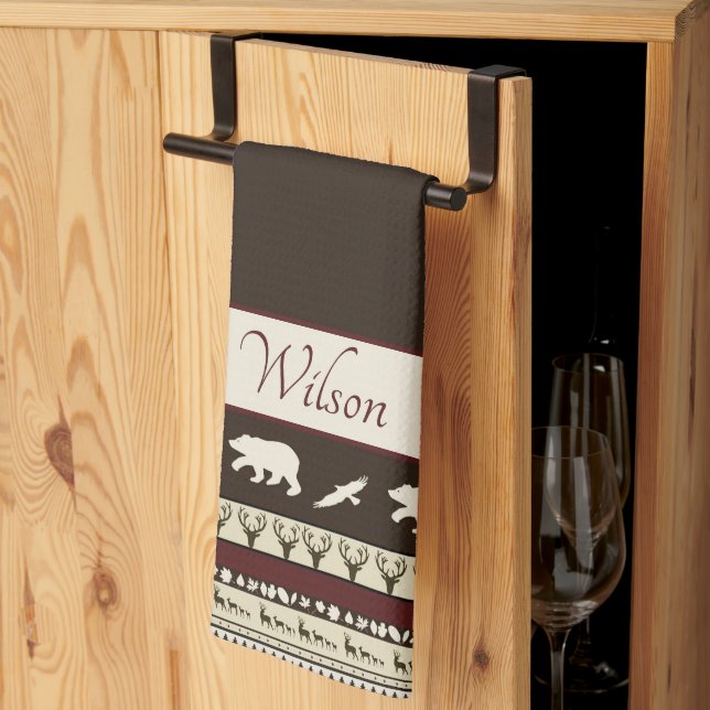 Autumn woods personalized kitchen towel (Thirds Fold)