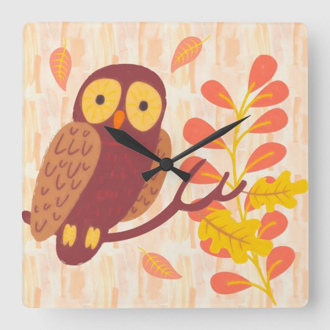 Autumn Woods Square Wall Clock (Front)