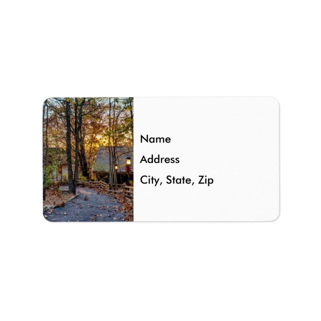 Autumn Woods Sunset Walkway Address Labels (Front)