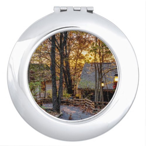Autumn Woods Sunset Walkway Compact Mirror