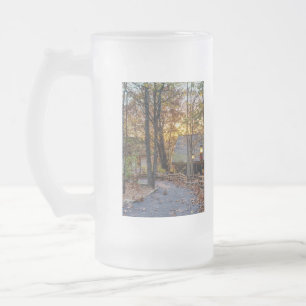 Autumn Woods Sunset Walkway Frosted Glass Beer Mug
