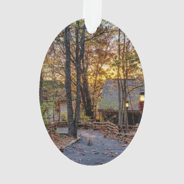 Autumn Woods Sunset Walkway Ornament (Back)