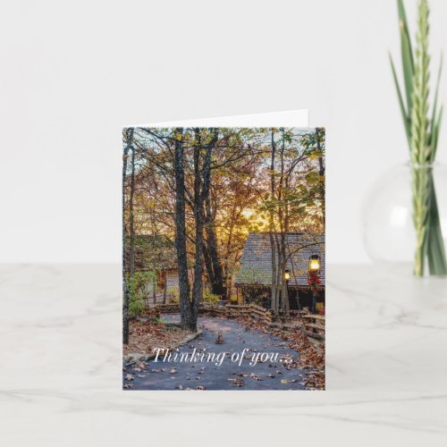 Autumn Woods Sunset Walkway Thinking Of You Card