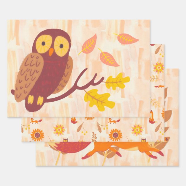 Autumn Woods Wrapping Paper Sheets (Set)