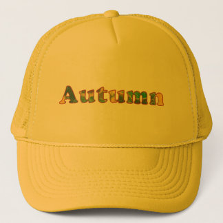Autumn word in birch leaves Hats by CherylsArt