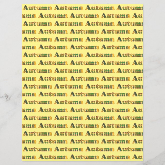Autumn word of fall leaves, scrapbook paper (Front)