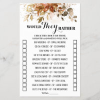 Autumn Would They Rather Fall Couple Shower Game