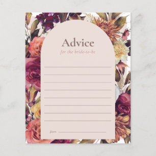 Autumn Wreath Arch Pink Bridal Shower Advice Card