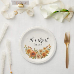 Autumn Wreath – Fall Floral Thanksgiving Paper Plates