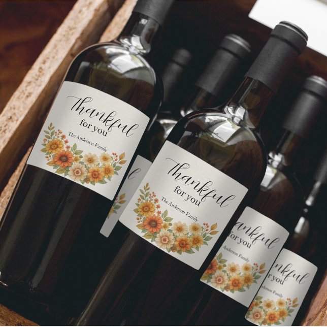 Autumn Wreath – Fall Floral Thanksgiving Wine Label (Creator Uploaded)