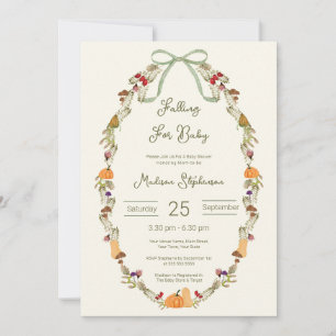 Autumn Wreath Falling for Baby Shower All In one  Invitation