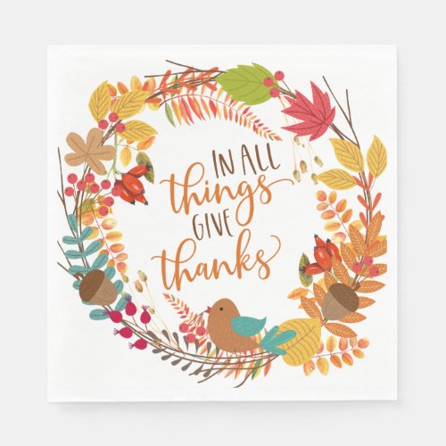 Autumn Wreath Give Thanks Napkins