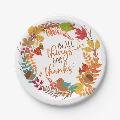 Autumn Wreath Give Thanks Paper Plates