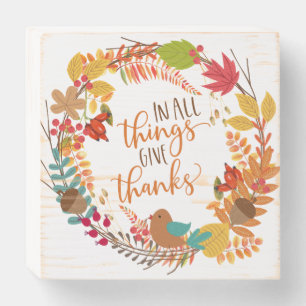 Autumn Wreath Give Thanks Wooden Box Sign
