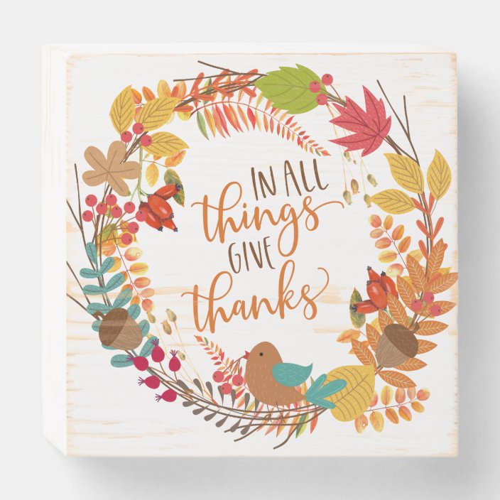 Autumn Wreath Give Thanks Wooden Box Sign Zazzle Com