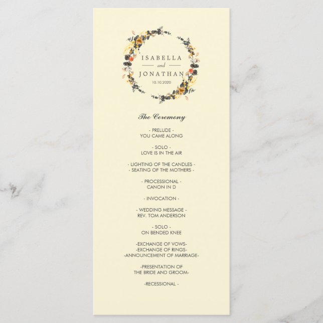 Autumn Wreath | Modern  wedding  Program (Front)