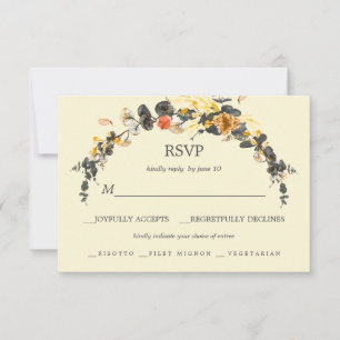 Autumn Wreath   Modern Wedding RSVP meal choice Card