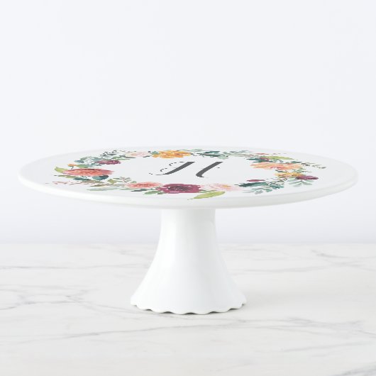 Autumn Wreath Monogram Cake Stand (3/4)