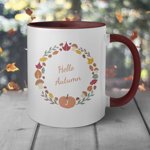 Autumn Wreath Monogram Mug