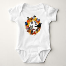 Autumn Wreath of North American Birds Baby Jersey Bodysuit