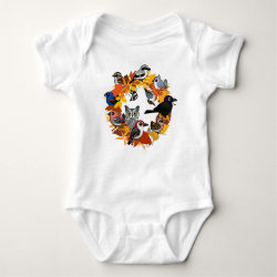 Autumn Wreath of North American Birds Baby Jersey Bodysuit