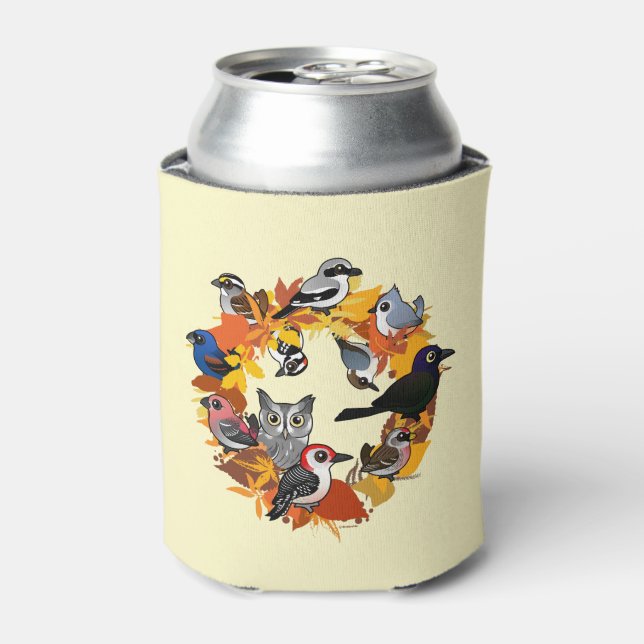 Autumn Wreath of North American Birds Can Cooler (Can Front)