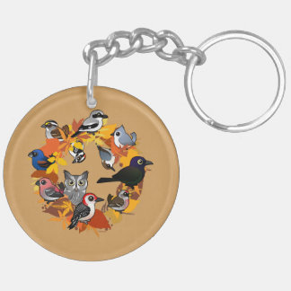 Autumn Wreath of North American Birds Keychain