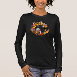 Autumn Wreath of North American Birds Women's Basic Long Sleeve T-Shirt