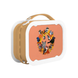 Autumn Wreath of North American Birds Orange yubo Lunch Box