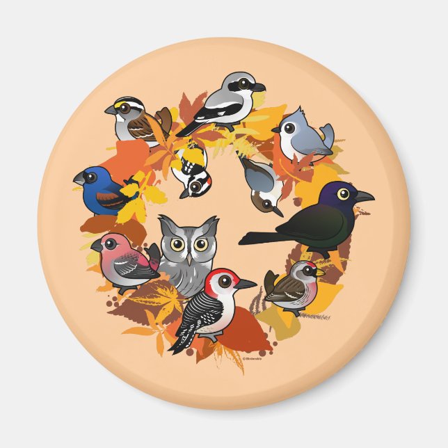 Autumn Wreath of North American Birds Magnet (Front)