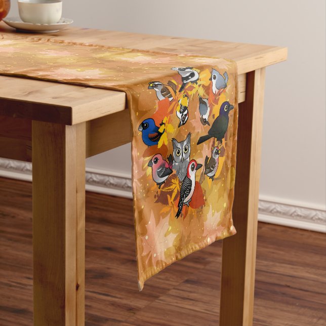 Autumn Wreath of North American Birds Short Table Runner (In Situ)