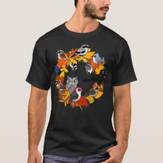 Autumn Wreath of North American Birds T-Shirt