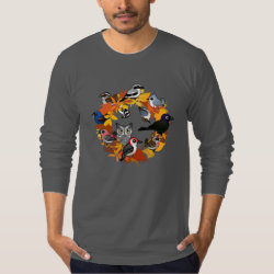 Autumn Wreath of North American Birds Men's American Apparel Fine Jersey Long Sleeve T-Shirt